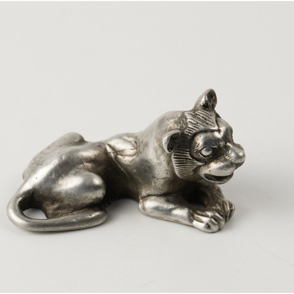 Metropolitan Museum Art 2" Pewter Egypt Lion Figurine 1976 MMA King Tut Exhibit - Picture 4 of 10